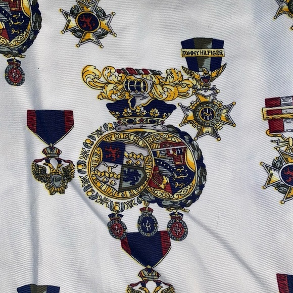 Vintage Tommy Hilfiger Crest Print Button Down Shirt 90s All Over Cotton M - Picture 4 of 10